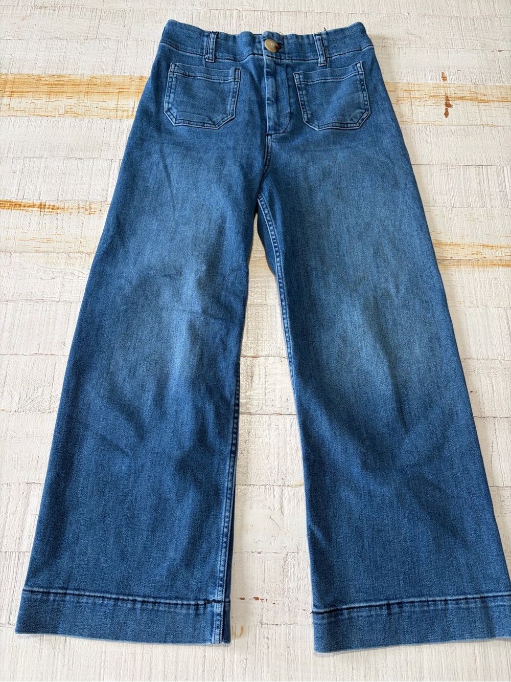 Anthropologie Maeve Colette Jeans size 28 Wide Leg Cropped Stretch Denim Pants